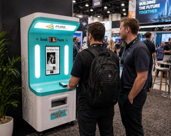 Newspaper photo booth at a corporate event